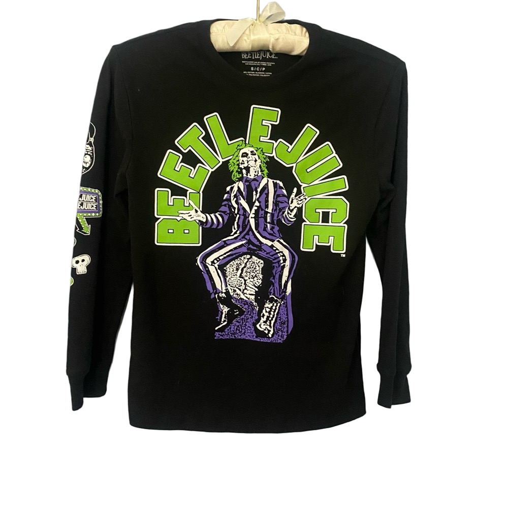 Beetlejuice Graphic Long Sleeve Shirt Kids Small Black
